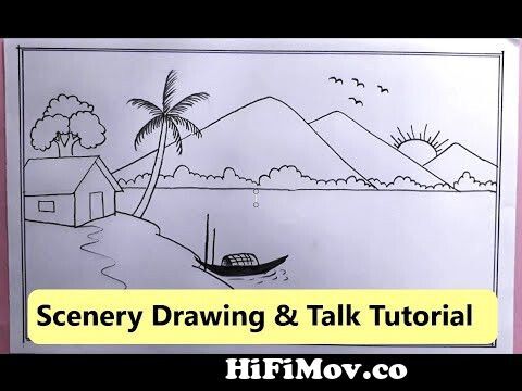 Landscape Drawing in a circle for beginners. Pencil Sketch Tutorial -  YouTube