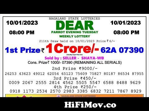 🔴 Lottery Sambad Live 08:00pm 10 01 2023 Evening Nagaland State Dear Lottery  Result Pdf Download from lotare sonbad Watch Video 