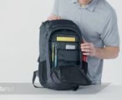 This structured, protective backpack is sleek and modern—perfect for today’s commuter or businessperson.nn1,680 denier ballistic polyesternStrategic top pocket with EVA-molded lid to protect phone, sunglasses or valuablesnSide-entry dedicated padded laptop zippered pocketnPadded main compartment with zippered mesh pocket on back panelnZippered front compartment with padded tablet sleeve, organizer pockets and elastic accessories holdersnZoned spacer mesh padded backnAdjustable slide sternum