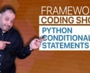 In this episode of the Framework Coding Show, host Mark Lasssoff covers Python conditional statements.The Framework Coding show provides a short code lesson in each episode, helping you learn contemporary coding skills quickly and easily.nnThe Python programming language is an easy to learn, common but powerful programming language.During the show, Mark will demonstrate the print() statement, how to use variables and expressions in Python.nnLinks from the show:nJoin Framework and Download th