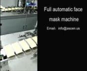 Link:https://www.ascen.ltd/Products/mask_making_machine/nfull automatic mask making production Line equipment which be used to the product of disposable face masks, be suitable for the material of non-woven fabric , activated carbon and filter material from 1~5layers. The face mask machine will finish all the processing from the feeding to nose-clip fixing, edge sealing, cutting the finished products automatically. According to different material you use, the finished products can reach the stan