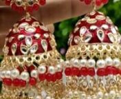 Traditional Gold Plated Meenakari Kundan Jhumka Earrings @ manddi.com