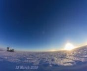 Here is an interesting video with a lot of stuff going on. I haven&#39;t processed it yet because later on there is a bit of frost in the lens, but the video shows the only South Pole sunset in 2019 over the course of 4 weeks.nFirst there is the sunset and a bit of South Pole weather, check out the moving Sastrugies in the foreground, there are Halos and sun dogs, the moon is coming up and you can see it&#39;s path as it is rising in the sky and the Earth&#39;s shadow in our own atmosphere opposite of the s