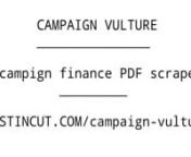 With Campaign Vulture, in minutes you&#39;ll be able to take a PDF campaign finance report and convert it into an excel-and-SQL compatable comma delimited file (CSV).nnHelp make Campaign Vulture free, open source, and easy-to-use by funding our work.nnhttp://austincut.com/campaign-vulture/