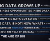 The date revolution has only just begun.nEveryone is talking about Big Data.nnBig Data grows up - ForbesnBusiness opportunities is Big Data - INC. nBig Data powers evolution decision making - WSJnHow Big Data got so big - NYTnBig Data is hot? Now what? - ForbesnBusinesses