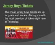 The Jersey Boys Theater Tickets are up for snatches and we are putting forth you with the most premium of tickets right here at Ticketdigg. So get your active these tickets immediately and like the show. Visit us for more details http://www.ticketdigg.com/theatre-tickets/broadway-tickets/lion-king-tickets.html