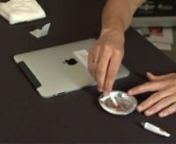 A video that demonstrates a Selectmark stencil being applied to an iPad using the aluminium compound.