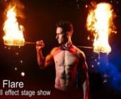The shownnIf you are looking for a high impact, highly skilled performance to lift the room, then look no further.nFire Flare is an up tempo indoor suitable fire show packed full of effects and character that will lift your guests off their feet and onto the dance floor.nnThe DetailsnnShow Duration:tt5 MinutesnPerformance area size: t5m wide x 4m deep x 3m high minimum.nAdditional option:tA pyro finale can be added to this show.nnMikey is an industry expert in fire fuels and effects and is one
