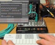 Demo of the Expert Sleepers ESX-8MD MIDI/DINsync Expander, here generating MIDI to control a Korg Volca Bass.nnhttp://www.expert-sleepers.co.uk/esx8md.html