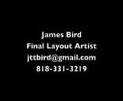 Cell Phone (818) 331 3219nemail : jttbird@gmail.comnnAnimation professional seeking to further a career that includes seventeen yearsnexperience in high profile animated feature film production.nnPROFILEnnSpecialist in all duties associated with Final Layout. Experience includes:-nn• Adjusting and finalizing camerasnn• Supporting shots through character animation and lighting.nn• Design, setup, and execution of the various components relating to the stereoscopicnnfilmmaking process.nn• T