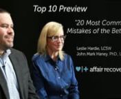 After the discovery of an affair or other sexually inappropriate behavior, it is easy for the betrayed spouse to make a series of mistakes. Included in this video are some of the most common ones we see at Affair Recovery. Written and presented by Leslie Hardie, LCSW, and John Mark Haney, PhD., LPC-Snn- Join the Recovery Library: https://www.affairrecovery.com/product/recovery-library n- FREE Bootcamp for Surviving Infidelity: https://www.affairrecovery.com/surviving-infidelity/first-steps-bootc