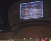 Visual AIDS projected our Day With(out) Art 2015 project RADIANT PRESENCE on the facades of the Solomon R. Guggenheim Museum, the Metropolitan Museum of Art, and the former site of St Vincent&#39;s hospital (once the largest AIDS ward on the East Coast, now being developed into luxury condos.) The projections took place on December 4, 2015, a few days after World AIDS Day on December 1, as a gesture to demonstrate that every day is World AIDS Day.nnView RADIANT PRESENCE on Vimeo: https://vimeo.com/1