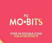 PQ Mo•Bits is a big fat library of all the obvious, everyday icons that a motion designer needs to keep handy. They&#39;re all pre-animated &amp; easy-peasy to customize. Just browse via the Script UI Panel inside After Effects &amp; pop them into your project, use the controllers to tweak lots of parameters &amp; BOOM: Massive time save.nnPQ on Facebook:nhttps://facebook.com/hellopeterquinnnnPQ Mo•Bits Ad:nhttps://vimeo.com/168000578