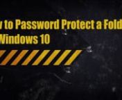 How to lock files and folders in windows 10.nWindows does not allow you to password protect folders. There is no intrinsic setting to do this in windows. To do this, you need a third party software. The one I am gonna use is Winrar by rar lab. The software has a lot of other features too but here we will use it lock files and folders only. I will discuss Winrar in detail in coming videos. nnHow to create password protected folders in windows 10nnFound this tutorial helpful? Feel free to subscrib