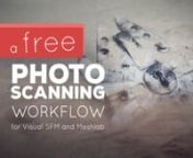http://bit.ly/free-photo-scanningnDiscover a free photo scanning workflow for VisualSFM, Meshlab and Blender. After watching this tutorial you&#39;ll be ready to generate the jaw-dropping 3D models from photos, for &#36;0. nnDownload the Project Files: http://goo.gl/b7kAupnnThat said, you still need a camera. We have Canon 600D, but you can get away with even cheaper cam. Even a smartphone cam will do the trick (sort of).nnVisualSFMnhttp://ccwu.me/vsfm/nnVisualSFM is a free GUI application for photo sca