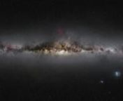 This video sequence starts with a broad view of the southern Milky Way and zooms in on a region close to the centre of the galaxy. When we get closer we start to see huge numbers of stars and, apparently nestled amongst them, but really vastly further away, the remote active galaxy PKS 1830-211 can just be seen. This unusual object is gravitationally lensed by a closer galaxy and appears split into two parts, as can be seen in the ALMA observations that are shown in red at the end of this sequen