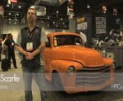 Tyler Scarfe of HPI Customs in Manitoba Canada gives a quick walk through of the custom 1952 Chevy truck built for SEMA 2014. The truck garnered the coveted “Best Truck/SUV” award presented by Gran Turismo. n nThis ground up fully custom build features a Vortech supercharger strapped to a small block Chevy engine with a custom serpentine drive system, air to air inter-cooler, water injection, Dynatech headers and Borla exhaust. The power plant puts out mid 600’s for horsepower. The Pro Tou