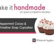 This video demonstrates how to make Peppermint Cocoa and Marshmallow Cupcakes. Be warned, the delicious smells of peppermint cocoa and marshmallow will tempt you to eat these festive soap cupcakes. These make excellent party favors for holiday parties, and awesome items for your next craft show. nn