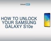 Place your order here: https://www.unlockunit.com/unlock-samsung-galaxy-s10e-062540nnThis is a video tutorial on how to unlock your Samsung Galaxy S10e. nThe unlocking process is a simple 3 steps process and you don’t need any technical skills for that. Once your Samsung Galaxy S10e will be unlocked you will be able to use it with any other network provider in your country or around the world.nnIn order to find out if your phone is SIM locked all you have to do is to insert another carrier SIM