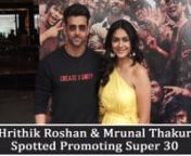 Super 30&#39;s actor Hrithik Roshan and actress Mrunal Thakur were spotted in the city promoting their movie. The actor carried a casual look in a black sweatshirt and black pants while Mrunal opted for a yellow outfit. The duo posed for shutterbugs and looked stunning together just like the trailer of the movie. Their song Jugraafiya portrayed beautiful chemistry of both the actors on the screen which have fans even more excited to watch the movie. Hrithik was previously criticised for his dark com