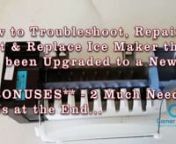 In this video you will learn refrigerator repair ice maker and how to fix when it is not making ice by troubleshooting, testing step by step. This ice maker is used in alot of refrigerator brands like;Whirlpool, Kenmore, Kitchenaid and...nnMost common problems when ice makers are not making ice are:n1.Refrigerator is Too Warmn2.Blocked or Frozen Fill Tuben3.Defective Water (inlet) Valven4.Low Water Pressuren5.Defective Door Switch (rare)n6.Defective/Bad Ice MakernnIce Maker Parts N