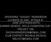 I play for Ultimate NJ 2021 and these are some highlights from the June 2018 summer tournaments (Summer Genesis, IWCLA Champions Cup, and Project 120). It&#39;s been a great season so far!I hope you can come see me play at The Grind (7/7-8) and/or the WPLL Championship Summit (7/10-12), both in West Chester, PA.nnNote that for Summer Genesis and Project 120 the team played in the 2020 division because of the age of a few of our players.