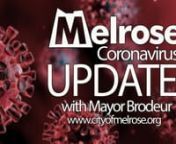 This is Mayor Brodeur.nnThe weekly DPH COVID-19 statistics have been released and Melrose stands at 332 positive cases as of 4 p.m. on Wednesday. This represents an increase of 11 over last week’s report.Melrosians have received 16,232 tests, an increase of 1,757 over last week’s numbers. Our percent positivity rate is lower, and now stands at .75%. Nonetheless, we are still classified as yellow under the state’s assessment system. Please remember that if you want a free test, the state
