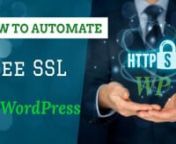 In this video, we&#39;ll demonstrate how to issue and install free SSL certificates for your WordPress websites automatically. The free WordPress plugin &#39;Auto-Install Free SSL&#39; will do the magic: https://wordpress.org/plugins/auto-install-free-sslnnLet&#39;s Encrypt free SSL certificates&#39; lifetime is 90 days. So we need to manually renew and re-install the SSL certificate before the expiration of the existing SSL. However, renewing and installing free SSL certificates manually every 60 days is backdated