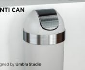 With brushed metal accents, a hassle-free swing-top lid, and an integrated neck ring, this attractive garbage can keeps your waste (and garbage bag) out of sight and out of mind. Venti Trash Can measures 35 inches tall by 14.5 inches in diameter, with a 16 gallon (62L) capacity. It works with the most popular 13-gallon garbage bags (the bag will hang inside the can) draw-string and flap-tie bags.