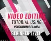 BEGINNER LEVEL : VIDEO EDITING TUTORIAL USING FILMORAn=======================================================nnWe are going to teach you how you can edit your own video, cut &amp; trim, add title and music to your video by using Wondershare Filmora Software. nn1.CLICK FULL FEATURE MODEn-A blank project like this will appear.nn2.TRIMMING VIDEOn-To trim video, either edit or delete certain frame, first find the scissor icon.n-Next, identify which frame you want and which frame to remov