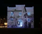Architectural Projection, Crete, NE, 2018nnStatement:nRepresenting over 200 years of immigration to Nebraska and the United States, Over Continents and Oceans is an architectural video projection in Crete, Nebraska, that illuminates the front facade of the historic T.J. Sokol Hall, a community and health center built by and for Czech immigrants at the turn of the 20th Century. Overlaying historic photographs, found film, animated data from the Department of Homeland Security’s Office of Immigr