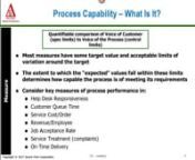 The third piece of the Normality - Stability - Capability module series, Process Capability is the heart of the Measure phase, overlaying the Voice of the Customer with the Voice of the Process.Touching on Pp / Ppk and Cpm, the module primarily focuses on the more commonly used LSS performance metrics of Cp and Cpk, as well as % defective.