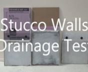 In this video, we’re demonstrating the drainage capabilities of 3 different stucco wall sections. When an adhered masonry wall drains and dries quickly and completely, it will be less prone to water damage, and we wanted to see which of these common wall configurations would drain the quickest and most completely. nEach wall section consists of a solid backing with a 2.5 pound expanded metal lath attached to it and 3-coat hard stucco applied to the lath using standard stucco application techni