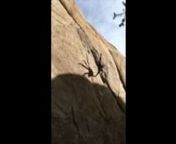 Greg Powell snags his foot and flips upside down on the deluding Chameleon (5.12b PG-13) in Joshua Tree, California.nn