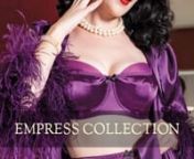 Just for you, we present regal splendor in this dramatic group offered in two color ways; chiffon leopard print or luxurious purple satin all edged with a glimmering 3-inch metallic lace. You can top it off with a dramatic robe trimmed with ostrich feathers! We started with leopard print on silky soft chiffon and fashioned our Cabaret plunge bra and back closure garter belt with full cut panty or lace trimmed thong underneath. Next, we added flirty tap pants for more options to your ensemble. We