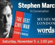 The Words Festival is pleased to welcome acclaimed author Stephen Marche, who will join us to talk about his newest book, The Next Civil War: Dispatches from the American Future!nnStephen Marche: In Conversation with CBC London&#39;s Rebecca Zandbergenn5 November 2022nnnIn this deeply researched work of speculative nonfiction that reads like Ezra Klein’s Why We’re Polarized crossed with David Wallace-Wells’s The Uninhabitable Earth, a celebrated journalist takes a fiercely divided America and