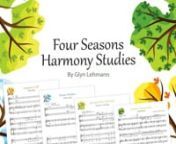 Four Seasons Harmony Studies is a collection of four songs that introduce young singers to different harmony singing activities.nn1. Autumn or Fall is a simple 2-part echo song.n2. Winter Woolies is a chilly partner song that features each singer as a soloist before the two unique melodies come together for a fun reprise!n3. Spring is Here, Ah-Choo! is a 2-part harmony study that introduces a simple alto part.n4. Summer Somersaults is a 3-part round.nnThis download includes:n-full score for each