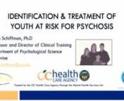 The Intro to Clinical High-Risk and First Episode Psychosis training series provides an introduction to Intro to Clinical High-Risk (CHR) and first episode (EP) psychosis. The training begins with an in-depth overview of psychosis and psychosis-risk syndromes, followed by a discussion of issues regarding assessment and intervention. It includes a primer on the use of the SIPs and the PRIME Screen, and touches on assessment best practices, existing screening instruments, misconceptions and stigma