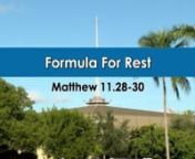 The Village Church at Shell Point, Andy Hawkins (Senior Pastor). Evening Sermon by Sunny Torres (SP Director of Spiritual Services). Sermon: Formula For Rest (Matthew 11:28-30.