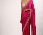 Rani pink saree in stones and cut dana