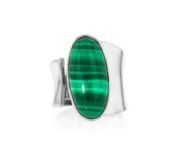 https://www.ross-simons.com/984417.htmlnnEmbrace a unique statement with classic gemstone color. Our modern wrap ring features a 10x20mm oval malachite cabochon with intriguing tonal green stripes. Set in polished sterling silver for a chic and casual vibe. 7/8 wide. Malachite wrap ring.