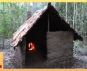 I built this tiled roof hut in the bush using only primitive tools and materials. The tools I used have been made in my previous videos. It should be pointed out that I do not live in the wild and that this is just a hobby. It should be obvious to most that this is not a survival shelter but an experiment in primitive building technology.nTo cut and carve wood I used the celt stone axe and stone chisel made in this video.To carry water and make fire I used pots and fire sticks made in this vid