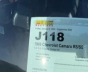 Walk-around video of J118: 1969 Chevrolet Camaro RS/SS crossing the block at Mecum Kissimmee 2024.