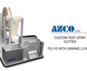 This application required unwinding test strip material in roll form and cutting to length.nnOur Solution:AZCO designed and manufactured a cut to length system to cut and feed material based on an eye registration mark to avoid cutting any printing on the material.nnThe material is loaded onto a cantilever design motorized unwind. nDancers help control tension.nThe material is fed into the knife assembly.nTwo fiber optic sensors locate a register mark to cycle the machine.nMaterial is precisel