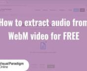 WEBM is a video file format that was developed by Google and is commonly used for streaming video content on the internet. It uses the VP8 or VP9 video codecs and the Vorbis or Opus audio codecs to compress and encode video and audio data.nnThere may be cases where you need to extract the audio from a WEBM file. For example, listening to an audio portion of a WEBM video on a device that doesn&#39;t support that format, or using the audio for a different purpose, such as creating a podcast or adding