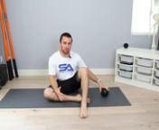 1. Position yourself in a side lying position with your working leg side on the ground with your leg straight, and top leg bent with your foot flat on the ground in front of your body. 2. Depending on your mobility, you may lay all the way down on your side, position yourself with your elbow on the floor, or support a more upright torso with your arm outstretched and hand on the floor - the more upright your torso, the more challenging this will be. 3. Position a small object like a tennis ball