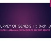 Bro.John continues teaching lessons from the life and faith of Abraham. The survey covers Gen. chs. 15-17 this week.