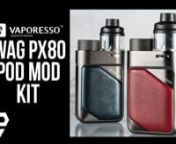 Discover the Vaporesso SWAG PX80 Pod Mod Kit, featuring a 4mL refillable Pod Capacity, 5-80W output range, and is equipped with the AXON Chipset. Powered by an external, single 18650 battery (sold separately).nnProduct showcased in this video:nnVaporesso SWAG PX80 Pod Mod Kit:nhttps://www.elementvape.com/vaporesso-swag-px80nnFor more information, view our website at:nhttps://www.elementvape.com/