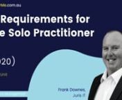 IT Requirements for the Solo Practitioner (2020) 1 CPD Unit recorded webinar available 24/7 on any device. License is for single fee earner to access CPD session for 12 months and LogCPD to print completion statement.nnThis webinar covers everything you need to know from a basic cyber security standpoint to the type of printer and website you should have as a solo practitioner. Practical and easy to implement advice for all those running a solo practice.nn nLearning Outcomes:nn- The current best