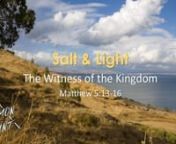 SALT &amp; LIGHT The Witness of the KingdomnMatthew 5:13-16nDec. 5-6, 2020nDr. Steven CranennMP3nhttp://eaglechristianchurch.com/sermon_files/2020-12-06/Salt_and_Light_The_Witness_of_the_Kingdom.mp3nECC Group Questionsnhttp://eaglechristianchurch.com/sermon_files/2020-12-06/sga.pdfnSermon Slidesnhttp://eaglechristianchurch.com/sermon_files/2020-12-06/sermon.pdfnSermon Outlinenhttp://eaglechristianchurch.com/sermon_files/2020-12-06/outline.pdfnBulletinnhttp://eaglechristianchurch.com/sermon_files